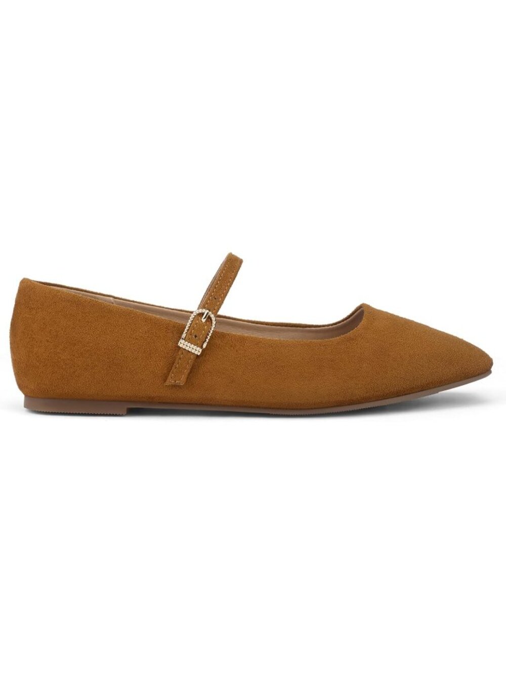 Women's Brown Suede Leather Adjustable Strap Mary Jane Closed Toe Flats Shoes - Picture 3 of 7